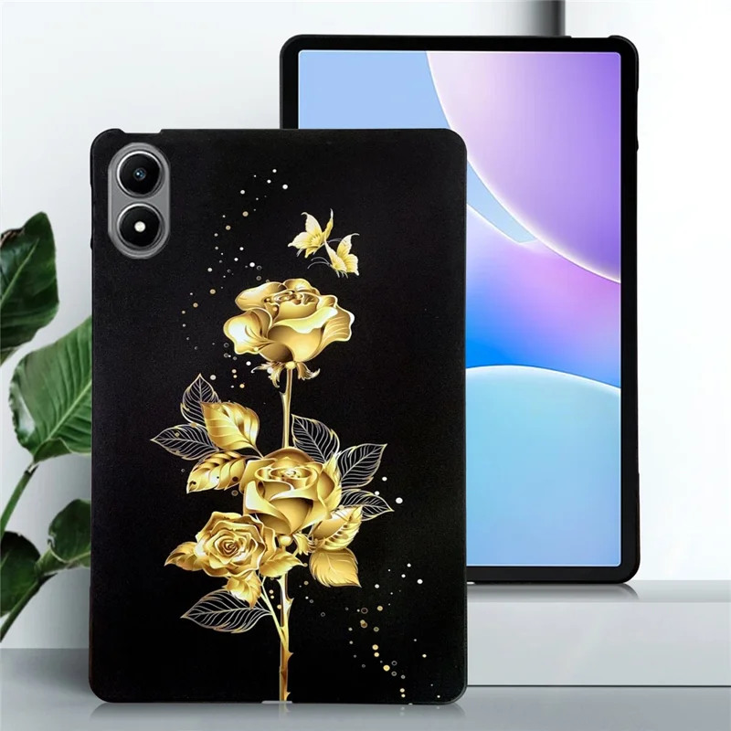 For Infinix Xpad 20 TPU Case Pattern Printing Slim Tablet Protective Cover - Golden Butterfly Rose