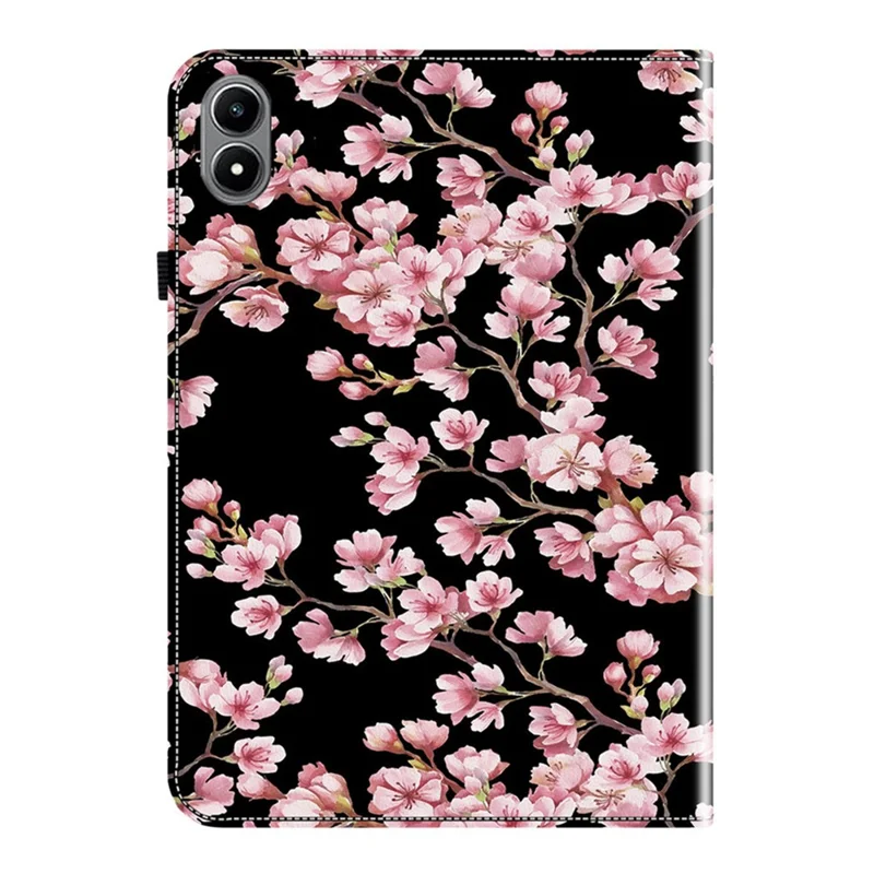 For Infinix Xpad 20 Leather Case Pattern Printed Stand Tablet Cover with Card Slots - Plum Blossom