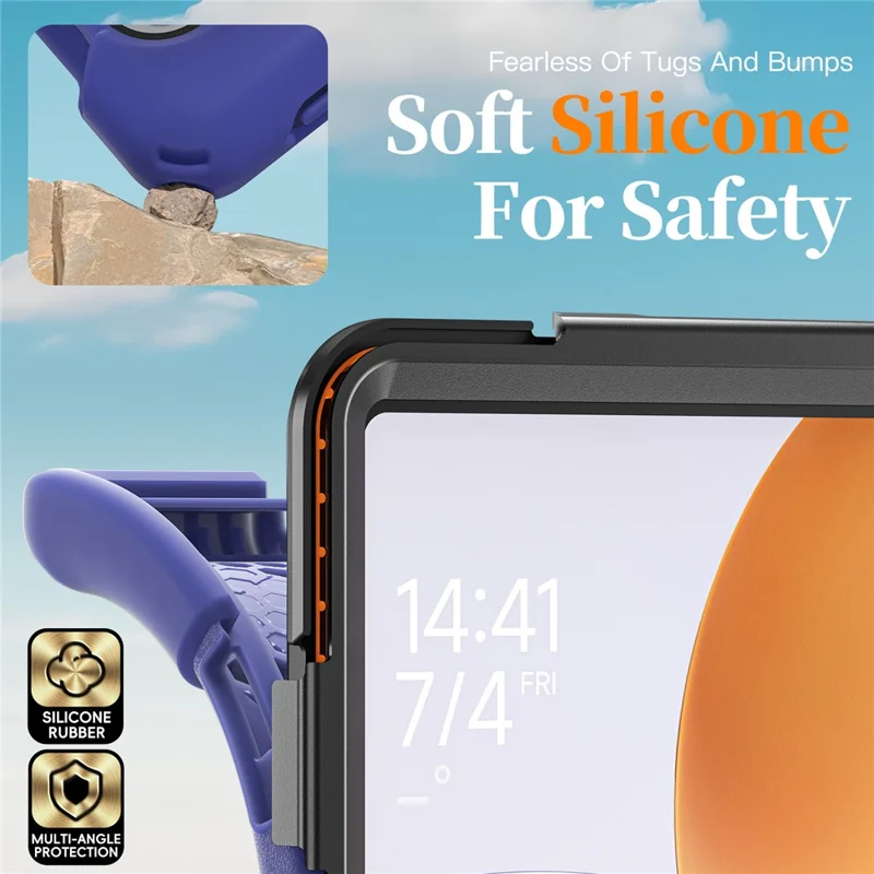 For Xiaomi Pad 7S Pro 12.5 / Pad 6S Pro 12.4 Kickstand Case TPU PC Silicone Tablet Cover with Shoulder Strap - Navy Blue