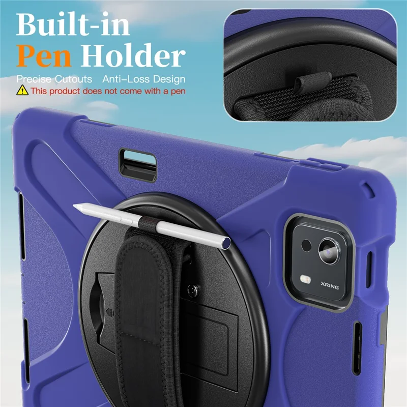 For Xiaomi Pad 7S Pro 12.5 / Pad 6S Pro 12.4 Kickstand Case TPU PC Silicone Tablet Cover with Shoulder Strap - Navy Blue