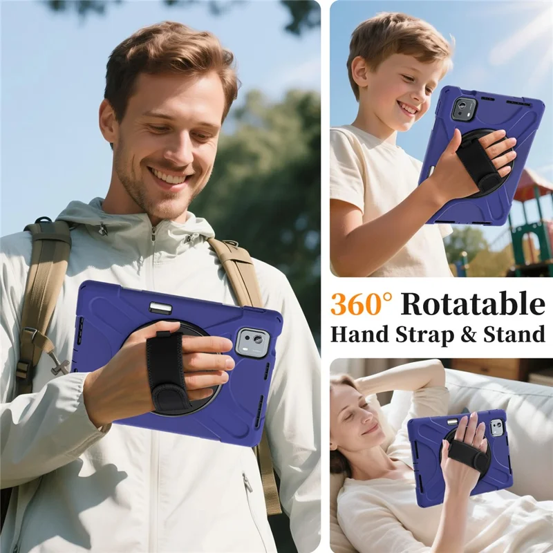 For Xiaomi Pad 7S Pro 12.5 / Pad 6S Pro 12.4 Kickstand Case TPU PC Silicone Tablet Cover with Shoulder Strap - Navy Blue