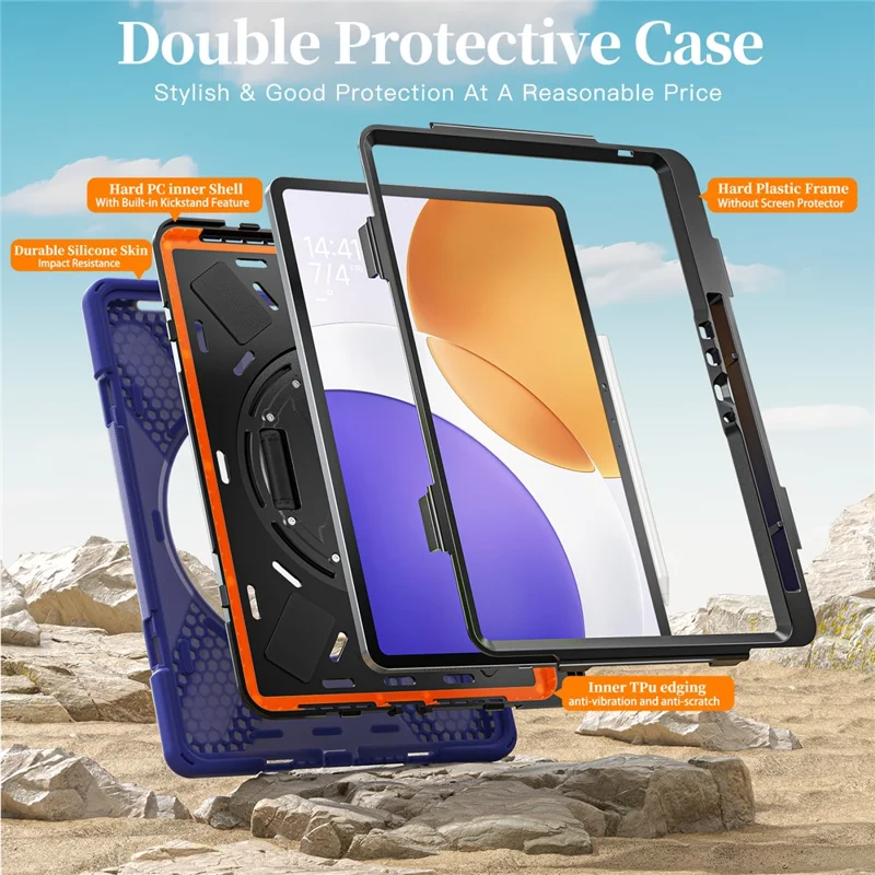 Pour Xiaomi Pad 7S Pro 12,5 / Pad 6S Pro 12,4 Étui TPU + PC + Silicone Béquille Antichute Protection Tablette - Bleu Marine