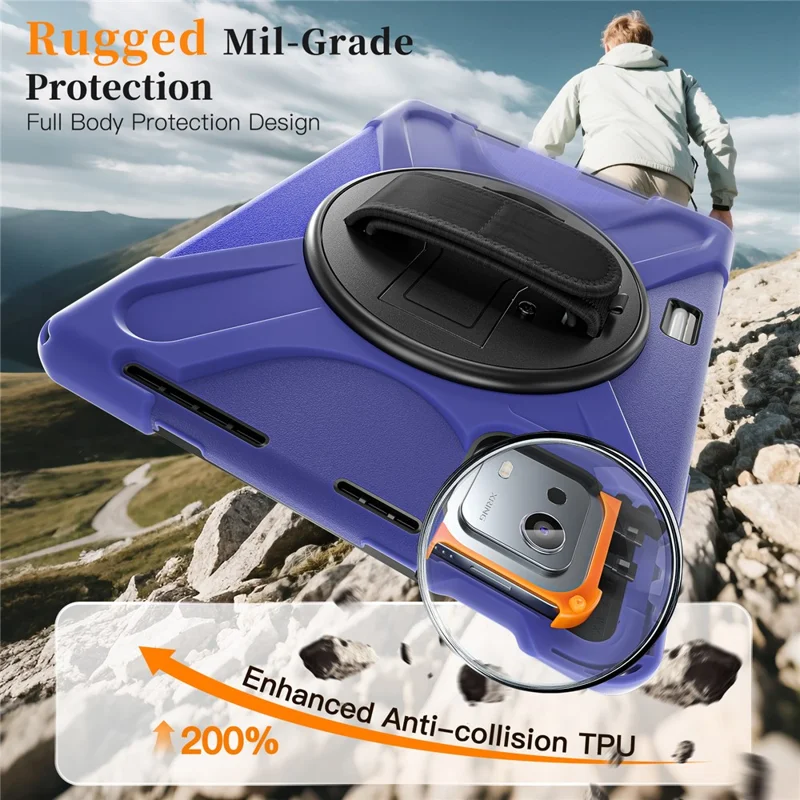 Pour Xiaomi Pad 7S Pro 12,5 / Pad 6S Pro 12,4 Étui TPU + PC + Silicone Béquille Antichute Protection Tablette - Bleu Marine