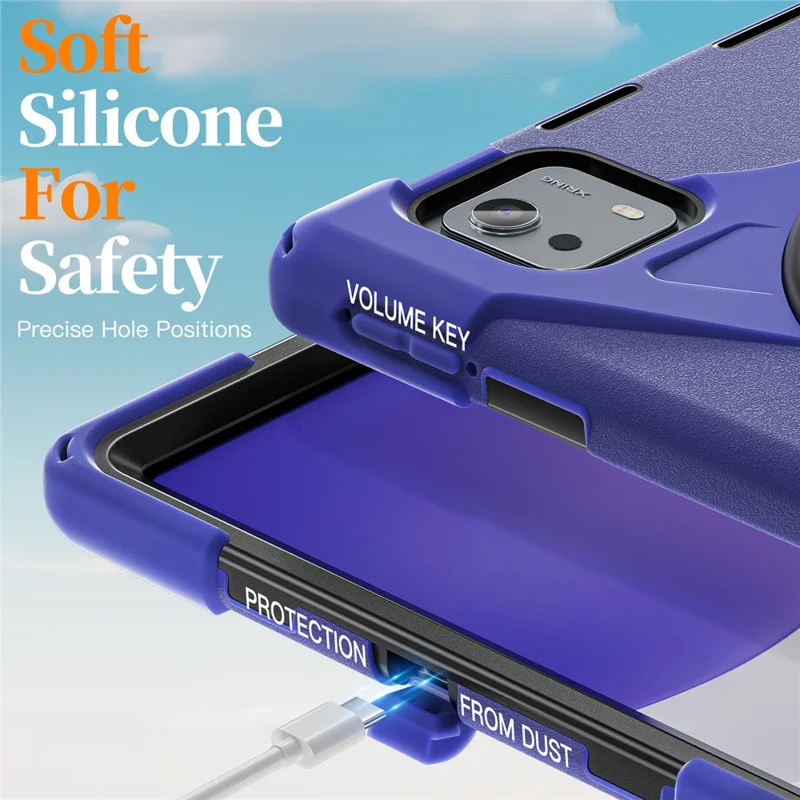 Pour Xiaomi Pad 7S Pro 12,5 / Pad 6S Pro 12,4 Étui TPU + PC + Silicone Béquille Antichute Protection Tablette - Bleu Marine