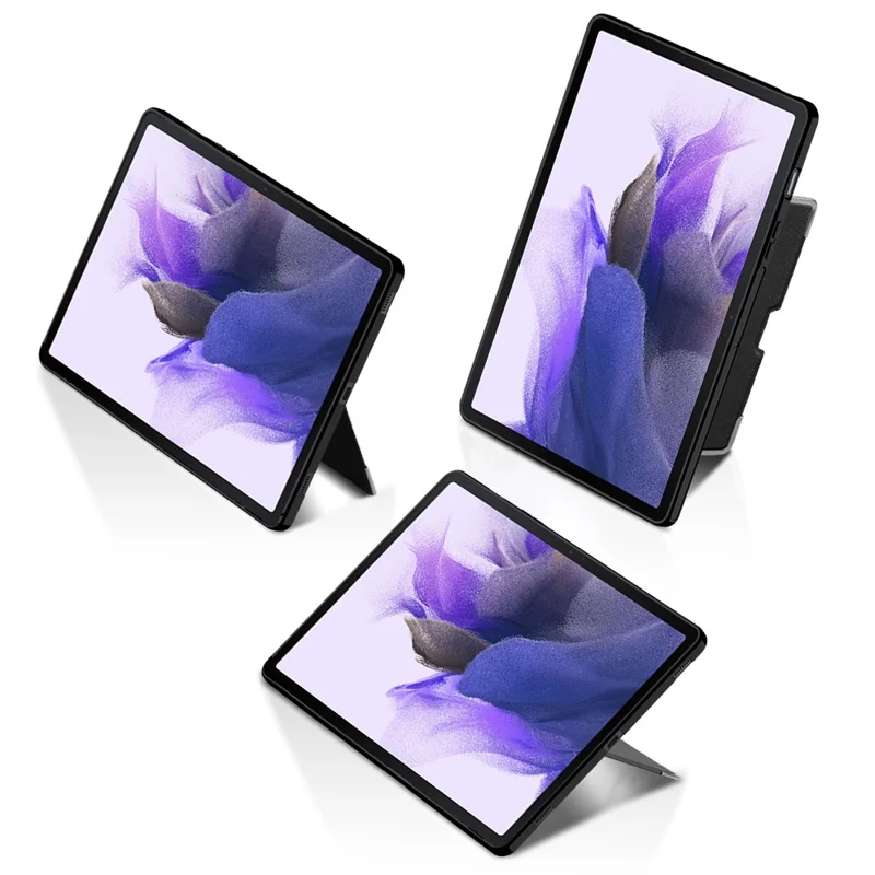 For Samsung Galaxy Tab S7 FE Case PU Leather Coated PC Tablet Cover with Back Kickstand