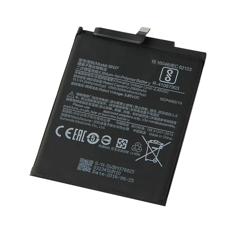 For Xiaomi Redmi 6 (Dual Camera: 12MP+5MP) / 6A (Single 12MP Rear Camera) 3.85V 2900mAh Li-ion Polymer Battery Replacement Part (Encode: BN37) (without Logo)