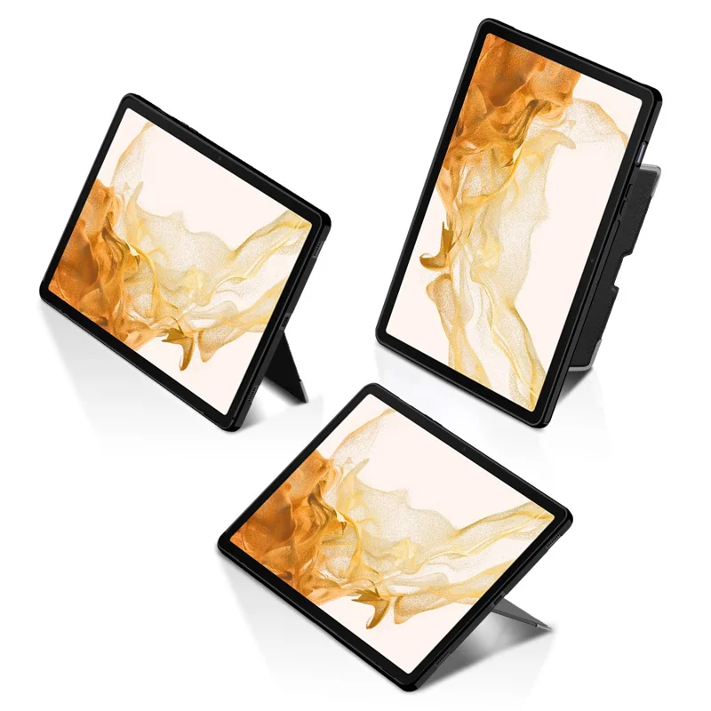For Samsung Galaxy Tab S8+ Case PU Leather Coated PC Tablet Cover with Back Kickstand