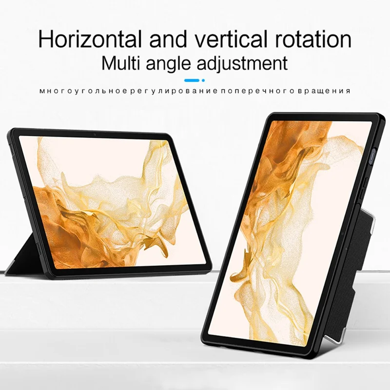 For Samsung Galaxy Tab S8+ Case PU Leather Coated PC Tablet Cover with Back Kickstand