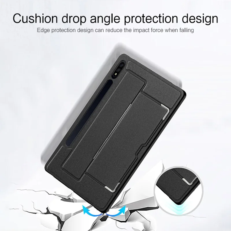 For Samsung Galaxy Tab S8+ Case PU Leather Coated PC Tablet Cover with Back Kickstand