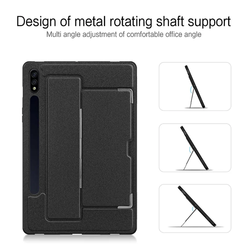 For Samsung Galaxy Tab S8+ Case PU Leather Coated PC Tablet Cover with Back Kickstand