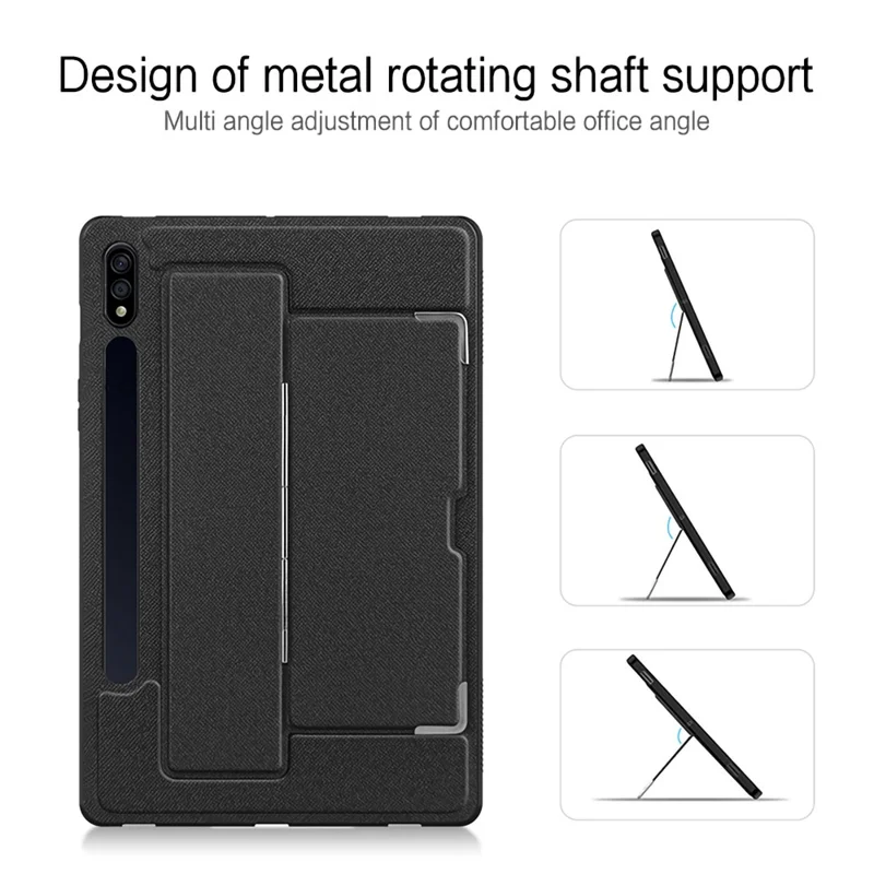 For Samsung Galaxy Tab S7 Case PU Leather Coated PC Tablet Cover with Back Kickstand