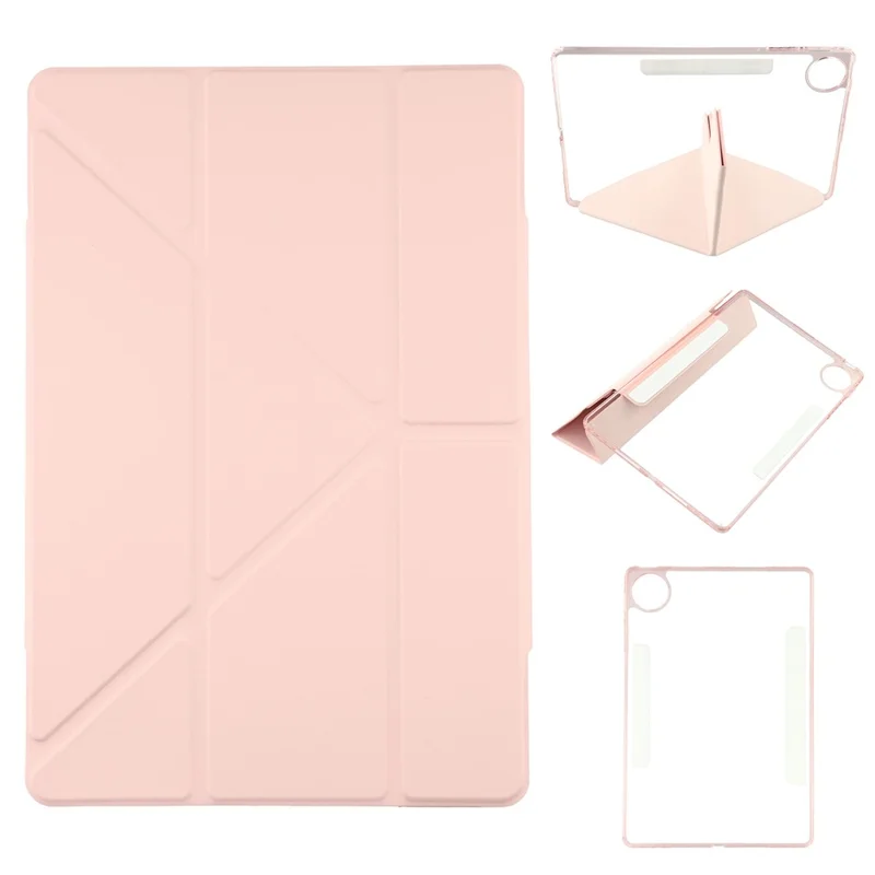 Funda para Huawei MatePad Pro 12.2 (2024) con Cierre Magnético Doble de Cuero PU y TPU, Soporte Origami de Acrílico - Rosa