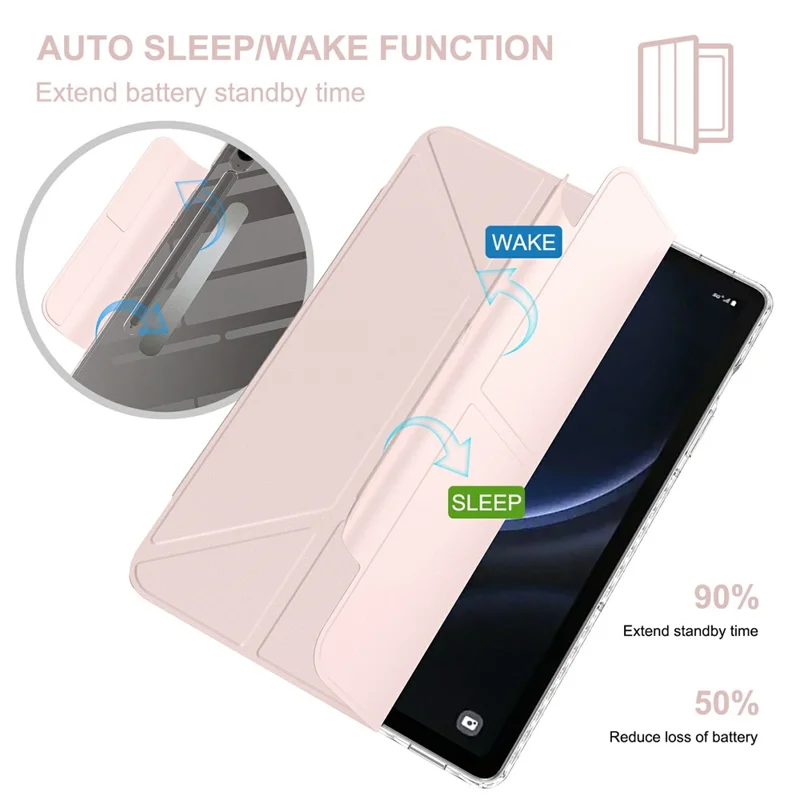 Tablet Case For Samsung Galaxy Tab S10 FE  /  S10  /  S9 FE  /  S9 Stand Magnetic Detachable PU Leather Cover with Auto Wake  /  Sleep - Pink