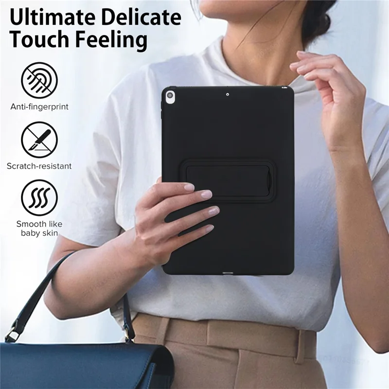 For iPad Air 10.5 inch (2019) Case TPU + PC Skin-Friendly Kickstand Tablet Cover - Black