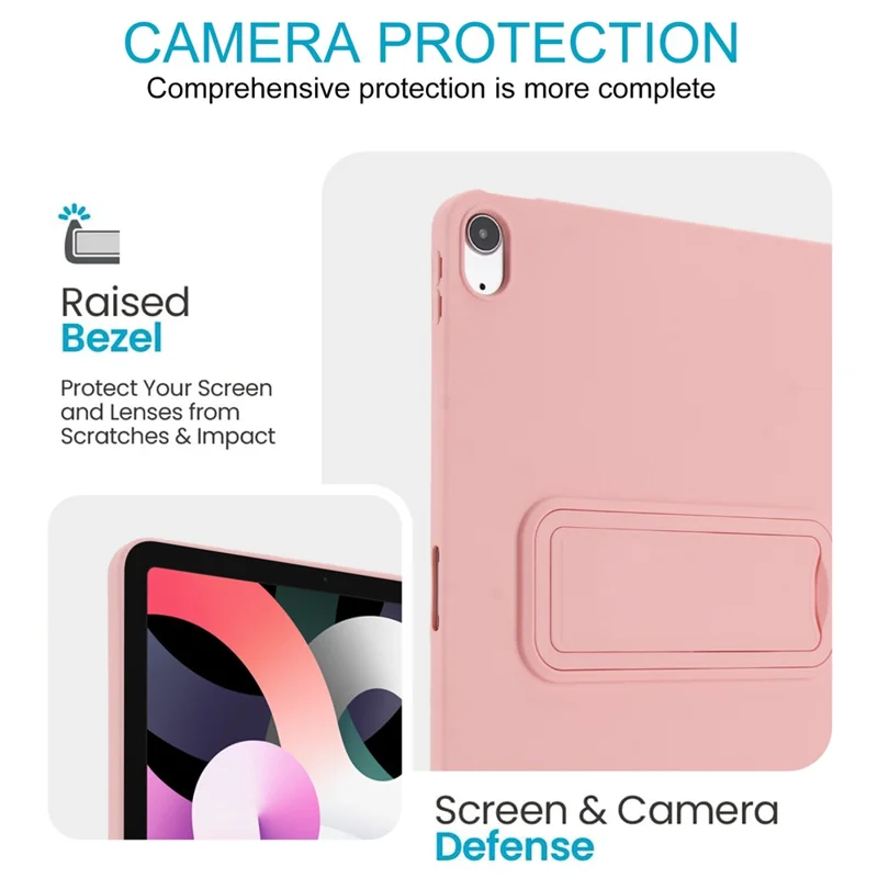 Funda con Soporte para Tablet iPad Air 11 (2025) / (2024) / iPad Air (2022) / (2020) / iPad Pro de 11 pulgadas (2018) TPU + PC Cubierta Amigable con la Piel - Rosa