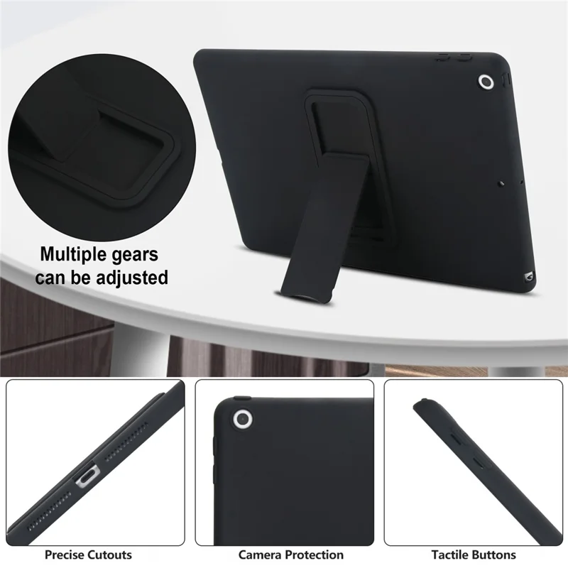 Чехол с подставкой для планшета iPad 10.2 (2021) / (2020) / (2019) TPU + PC с защитой кожи - Черный