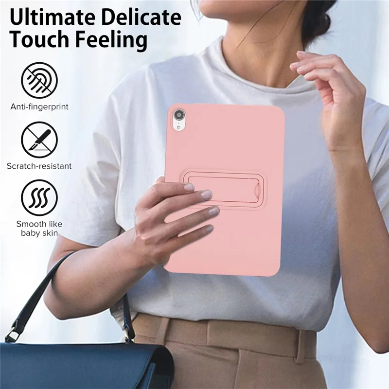 For iPad mini (2024) / (2021) Case TPU + PC Skin-Friendly Kickstand Tablet Cover - Pink
