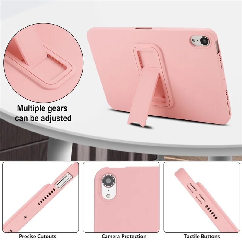 For iPad mini (2024) / (2021) Case TPU + PC Skin-Friendly Kickstand Tablet Cover - Pink