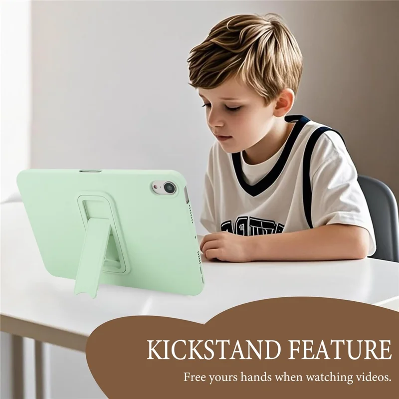 For iPad mini (2024) / (2021) Case TPU + PC Skin-Friendly Kickstand Tablet Cover - Mint Green