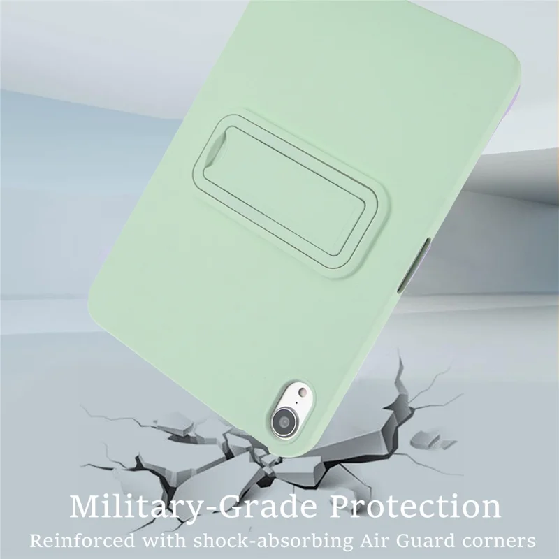 For iPad mini (2024) / (2021) Case TPU + PC Skin-Friendly Kickstand Tablet Cover - Mint Green