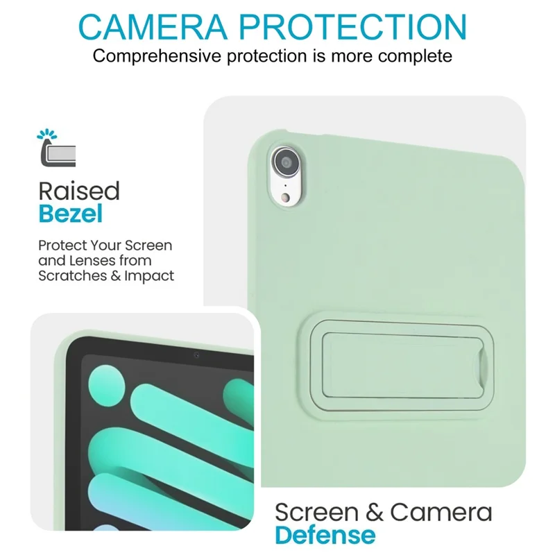 For iPad mini (2024) / (2021) Case TPU + PC Skin-Friendly Kickstand Tablet Cover - Mint Green