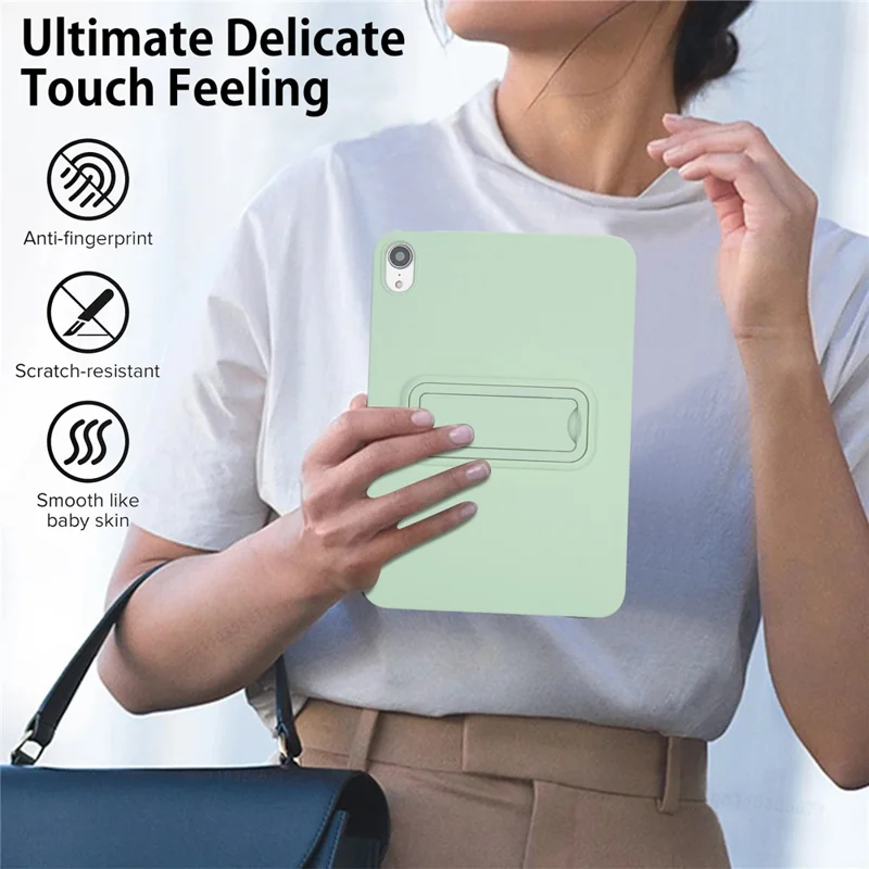 For iPad mini (2024) / (2021) Case TPU + PC Skin-Friendly Kickstand Tablet Cover - Mint Green