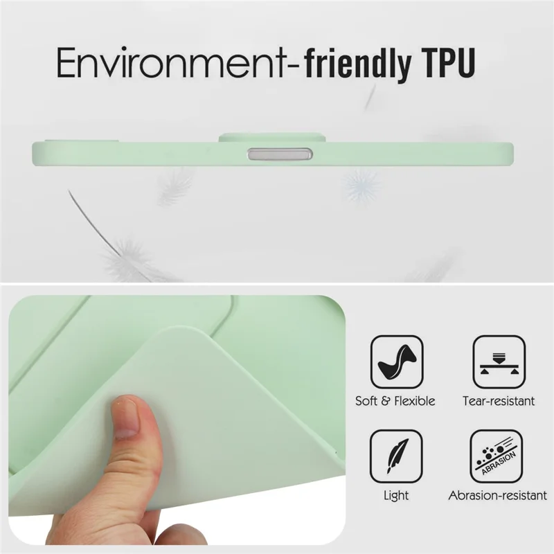 For iPad mini (2024) / (2021) Case TPU + PC Skin-Friendly Kickstand Tablet Cover - Mint Green