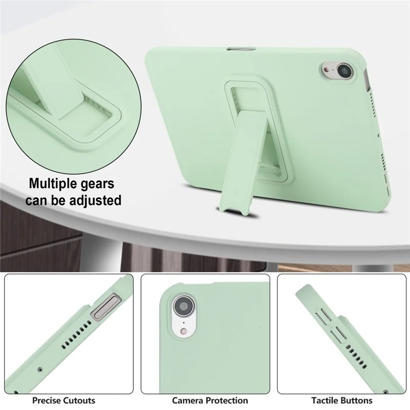 For iPad mini (2024) / (2021) Case TPU + PC Skin-Friendly Kickstand Tablet Cover - Mint Green