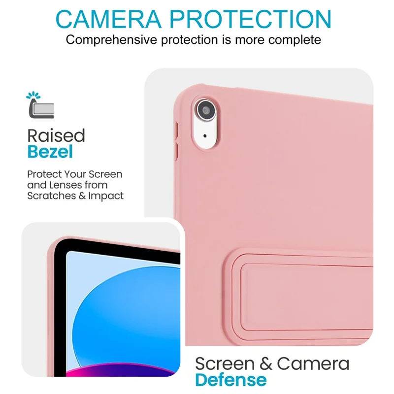For iPad (2025) / 10.9 (2022) Case TPU + PC Skin-Friendly Kickstand Tablet Cover - Pink