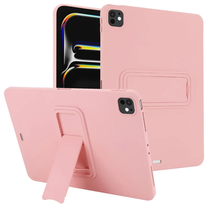 For iPad Pro 11 (2024) Case TPU + PC Skin-Friendly Kickstand Tablet Cover - Pink
