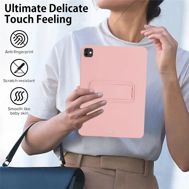 For iPad Pro 11 (2024) Case TPU + PC Skin-Friendly Kickstand Tablet Cover - Pink