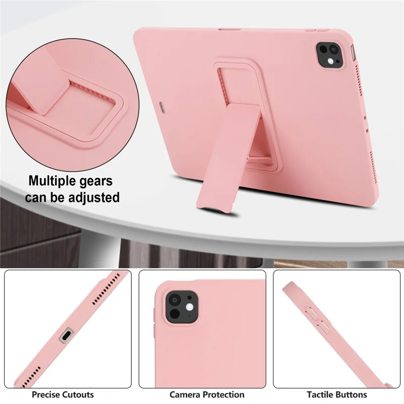 For iPad Pro 11 (2024) Case TPU + PC Skin-Friendly Kickstand Tablet Cover - Pink