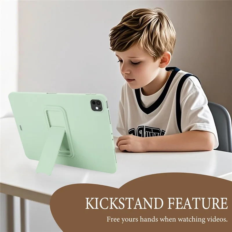 For iPad Pro 11 (2025) / 11 (2024) Case TPU + PC Skin-Friendly Kickstand Tablet Cover - Mint Green