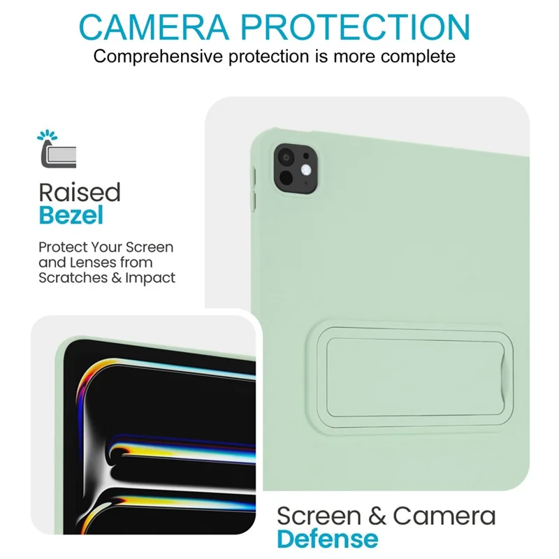 For iPad Pro 11 (2025) / 11 (2024) Case TPU + PC Skin-Friendly Kickstand Tablet Cover - Mint Green