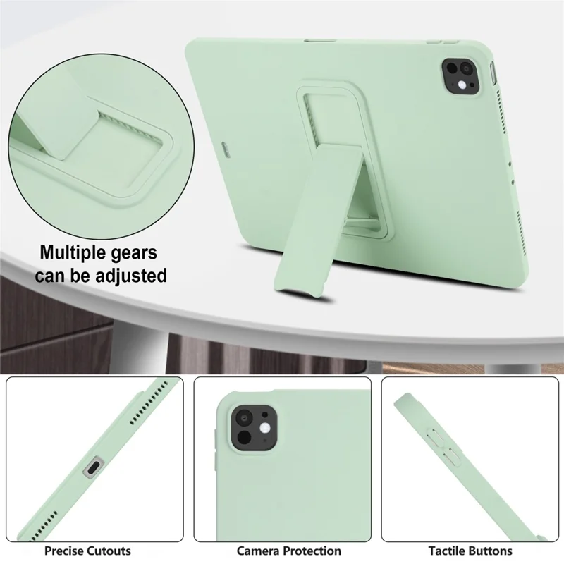 For iPad Pro 11 (2025) / 11 (2024) Case TPU + PC Skin-Friendly Kickstand Tablet Cover - Mint Green