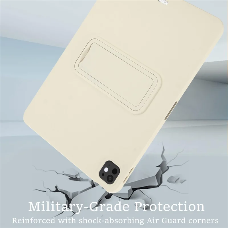 For iPad Pro 11 (2025) / 11 (2024) Case TPU + PC Skin-Friendly Kickstand Tablet Cover - Beige