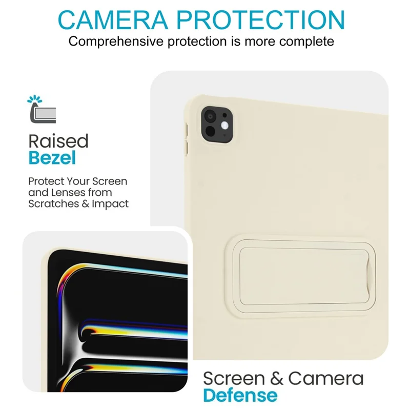 For iPad Pro 11 (2025) / 11 (2024) Case TPU + PC Skin-Friendly Kickstand Tablet Cover - Beige