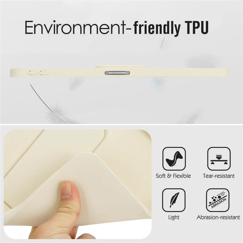 For iPad Pro 11 (2025) / 11 (2024) Case TPU + PC Skin-Friendly Kickstand Tablet Cover - Beige
