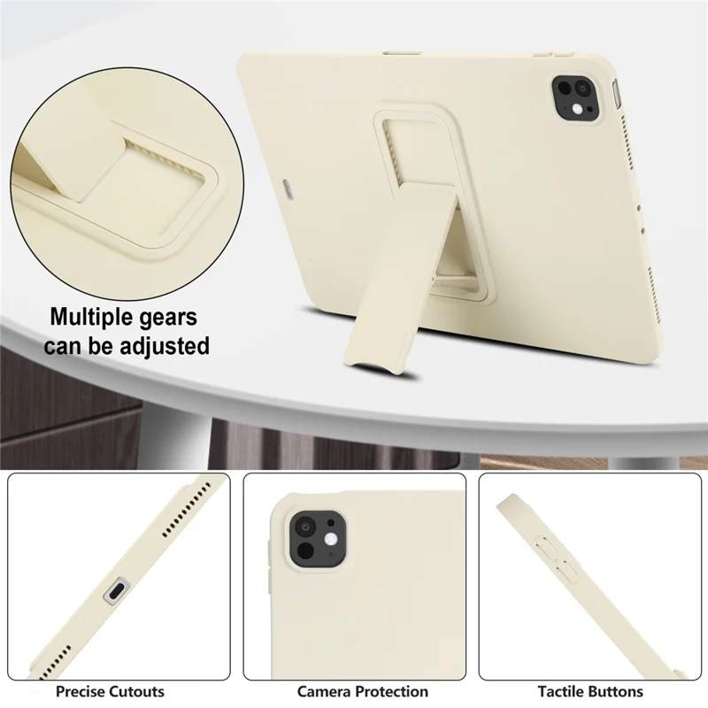 For iPad Pro 11 (2025) / 11 (2024) Case TPU + PC Skin-Friendly Kickstand Tablet Cover - Beige