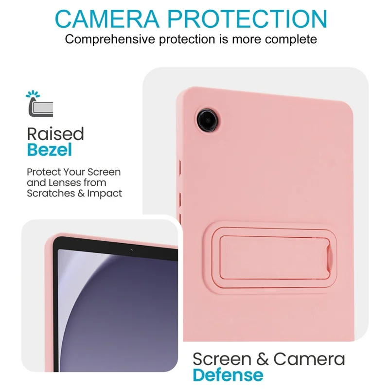 For Samsung Galaxy Tab A9 Case TPU + PC Skin-Friendly Kickstand Tablet Cover - Pink