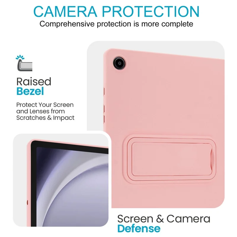For Samsung Galaxy Tab A9+ Case TPU + PC Skin-Friendly Kickstand Tablet Cover - Pink