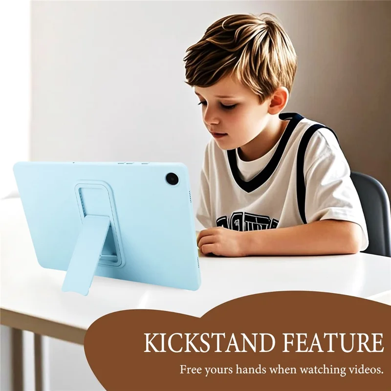 For Samsung Galaxy Tab A9+ Case TPU + PC Skin-Friendly Kickstand Tablet Cover - Baby Blue