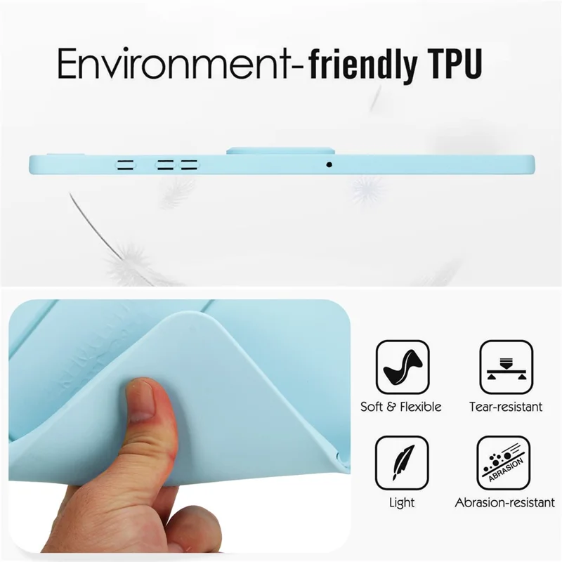 For Samsung Galaxy Tab A9+ Case TPU + PC Skin-Friendly Kickstand Tablet Cover - Baby Blue