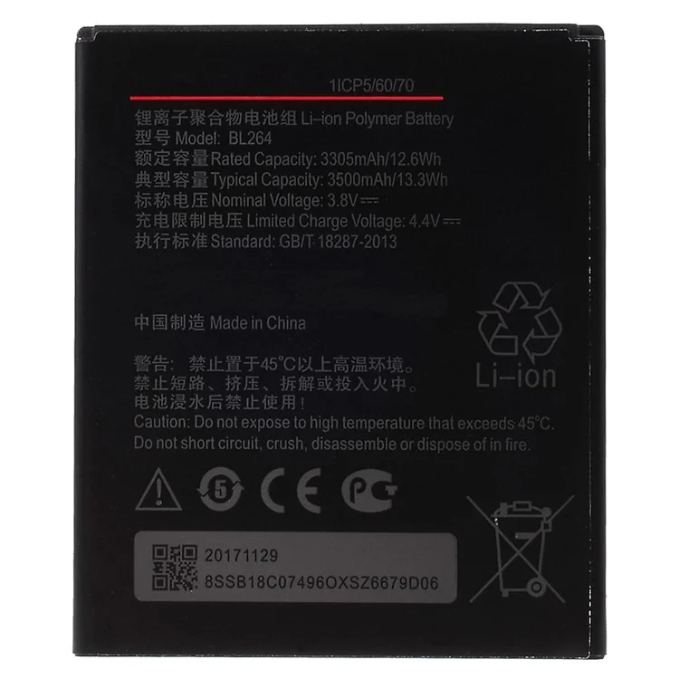 For Lenovo Vibe C2 Power 3.85V 3305mAh Li-ion Polymer Battery Part (Encode: BL264) (without Logo)