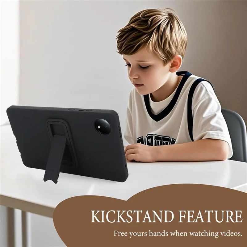 For Xiaomi Redmi Pad SE 4G 8.7 inch Case TPU + PC Skin-Friendly Kickstand Tablet Cover - Black