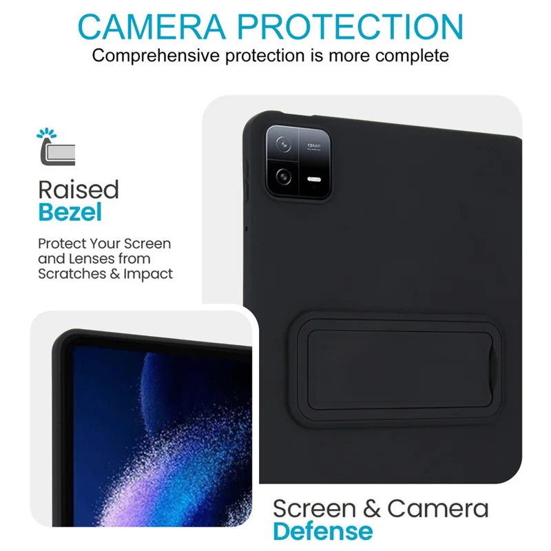 Für Xiaomi Pad 6 Pro / Pad 6 Hülle TPU + PC Hautfreundliche Ständer Tablet Schutzhülle - Schwarz