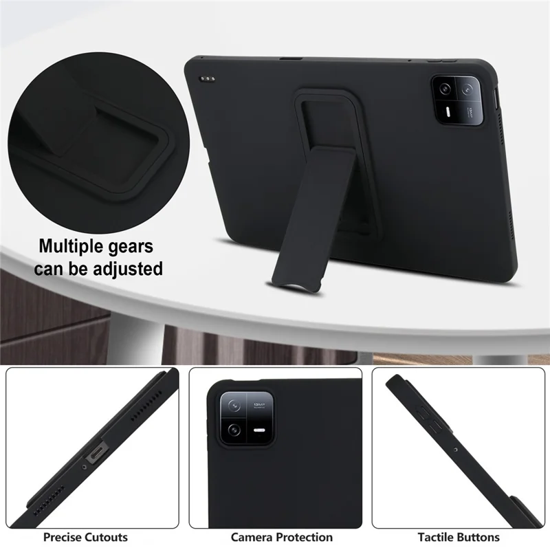 Für Xiaomi Pad 6 Pro / Pad 6 Hülle TPU + PC Hautfreundliche Ständer Tablet Schutzhülle - Schwarz