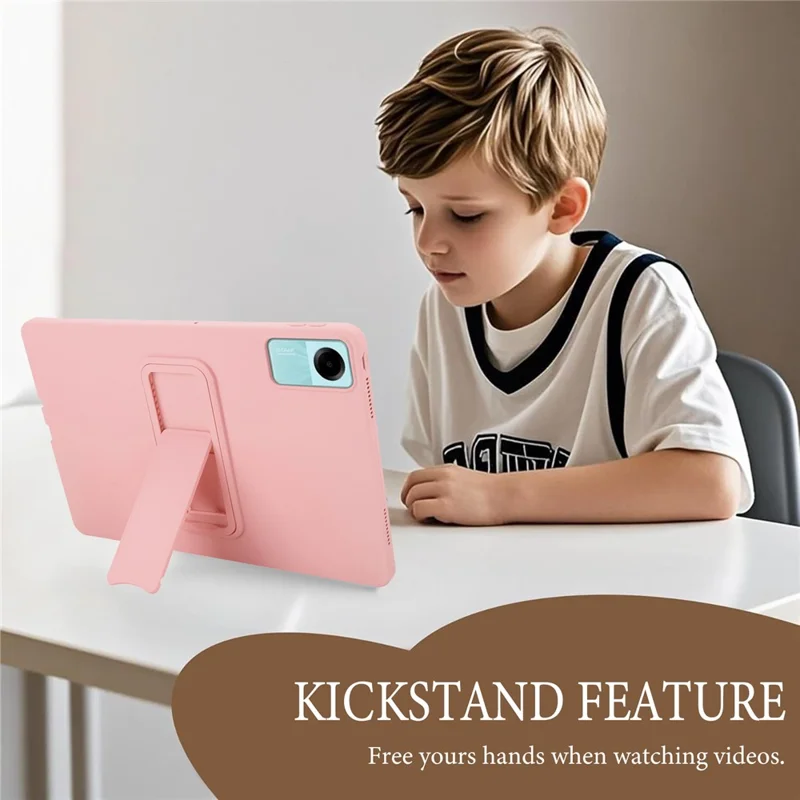 Funda para Xiaomi Redmi Pad SE de TPU + PC con Soporte Integrado y Diseño Amigable con la Piel - Rosa