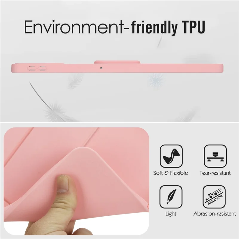 Funda para Xiaomi Redmi Pad SE de TPU + PC con Soporte Integrado y Diseño Amigable con la Piel - Rosa