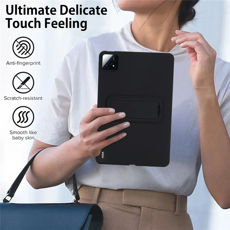 Für Xiaomi Pad 6S Pro 12.4 Hülle TPU + PC Hautfreundliche Ständer Tablet-Schutzhülle - Schwarz
